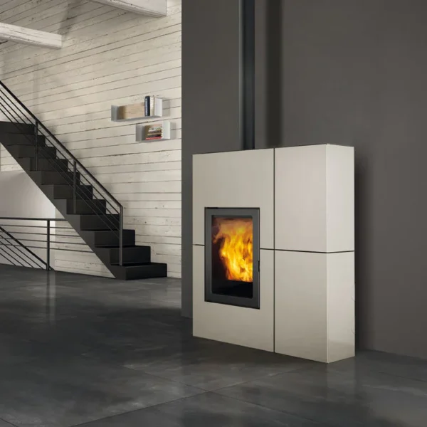 Estufa de pellets Blade2 12 Up, acero blanco mate